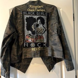 🔥RARE🔥ONE OF A KIND‼️CAMOUFLAGE JACKET‼️✨UNIQUE CUSTOM DESIGN WORK✨SIZE 24W